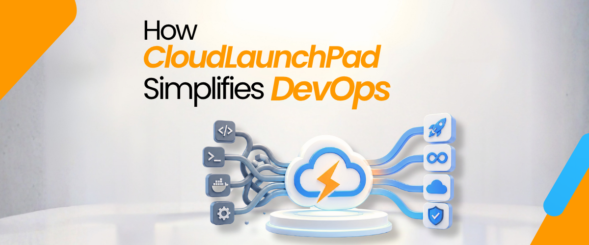 DevOps Automation Platform visual showing automated cloud deployment, CI/CD workflows, infrastructure management, and security integration.